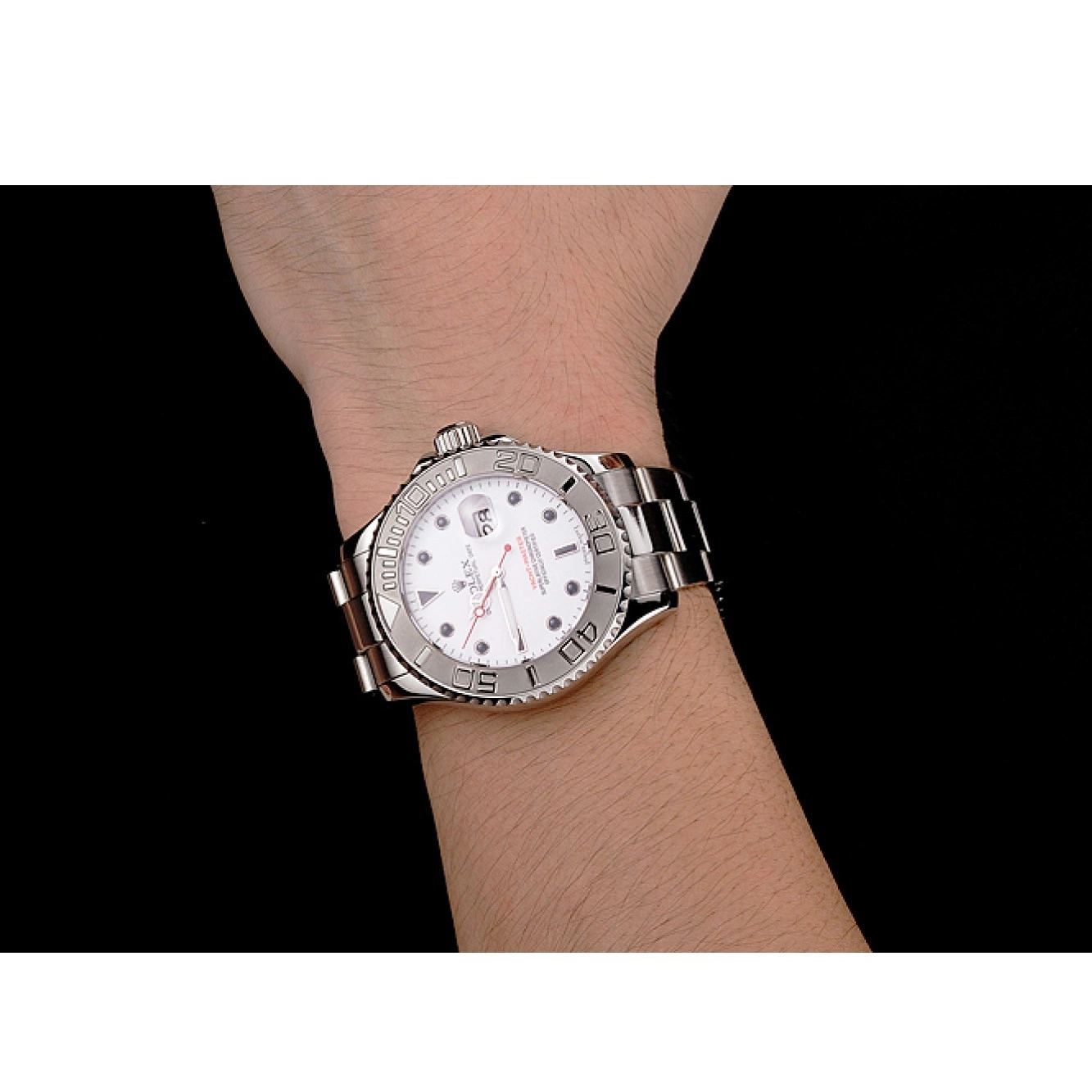 Rolex copies cheap White Dial And Steel Bracelet Stainless Rolex Case Yacht-Master 0709